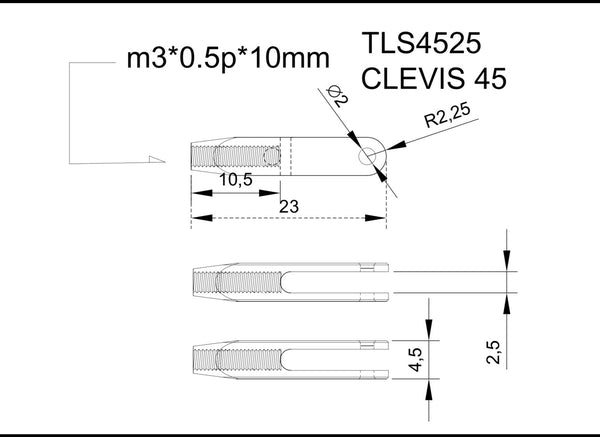 Aluminum Clevis R Set - M3*0.5P Thread #TLS4525