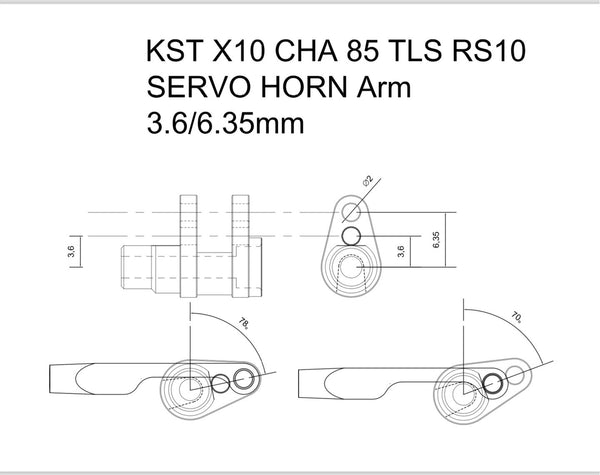 KST/CHA85/TLS RS10   LDS Servo Horn(Arm:L 3.6/6.35MM)PIN 2.0MM)#TLS0068