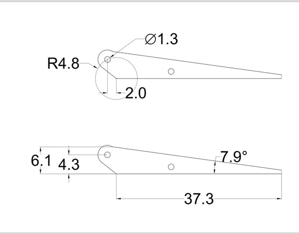 CFK Control Horn H:4.3mm r:4.8mm(hole:D1.3mm) #TLS0047-1