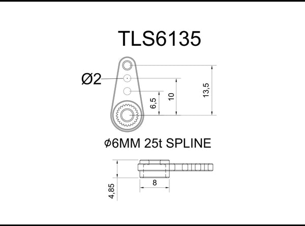 25T Ø 6MM Spline  Servo Horn for Futaba KST MKS #TLS6135