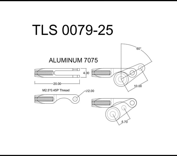 Aluminum Clevis Re Set - M2.5 Thread #TLS0079-25